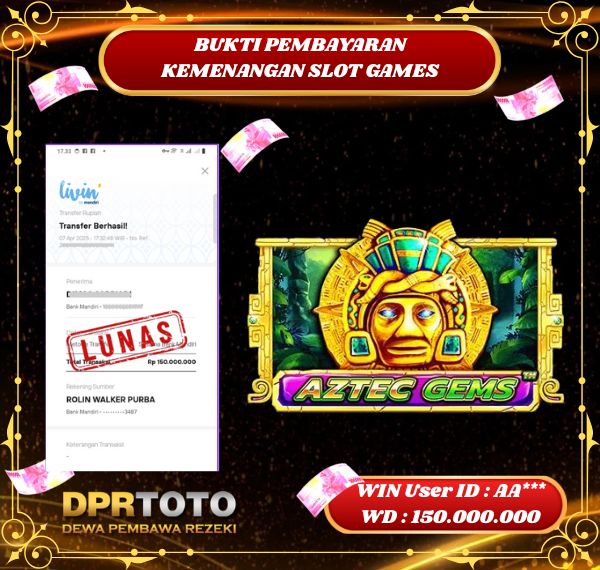 KEMENANGAN BESAR SLOT AZTEC GEMS Rp 150.000.000 - LUNAS
